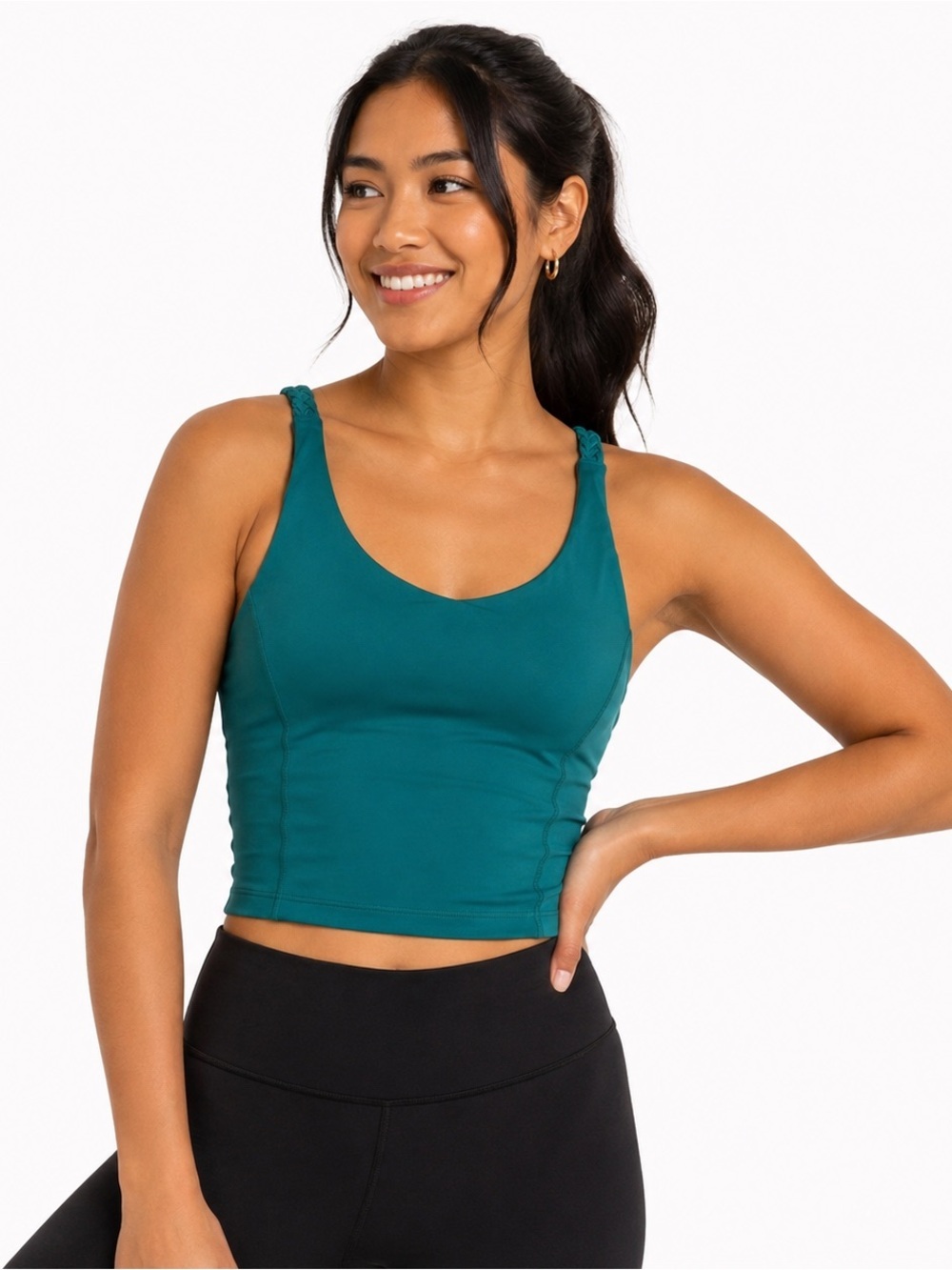 Aerie Offline Satin Shine Braided Strap Tank Top Teal